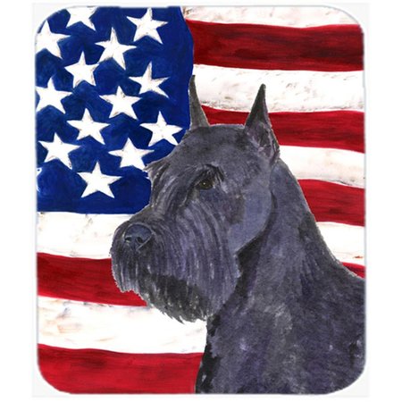 CAROLINES TREASURES Usa American Flag With Schnauzer Mouse Pad- Hot Pad Or Trivet SS4007MP